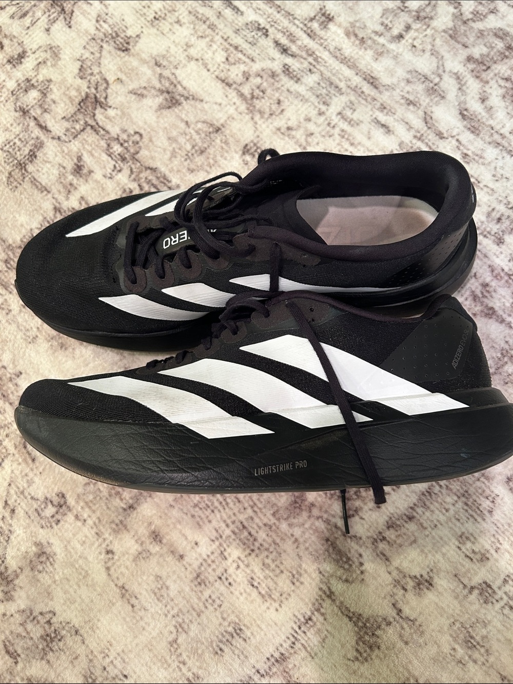 adidas Black and White Lightstrike SL Pro Running Sneakers size US9.5
